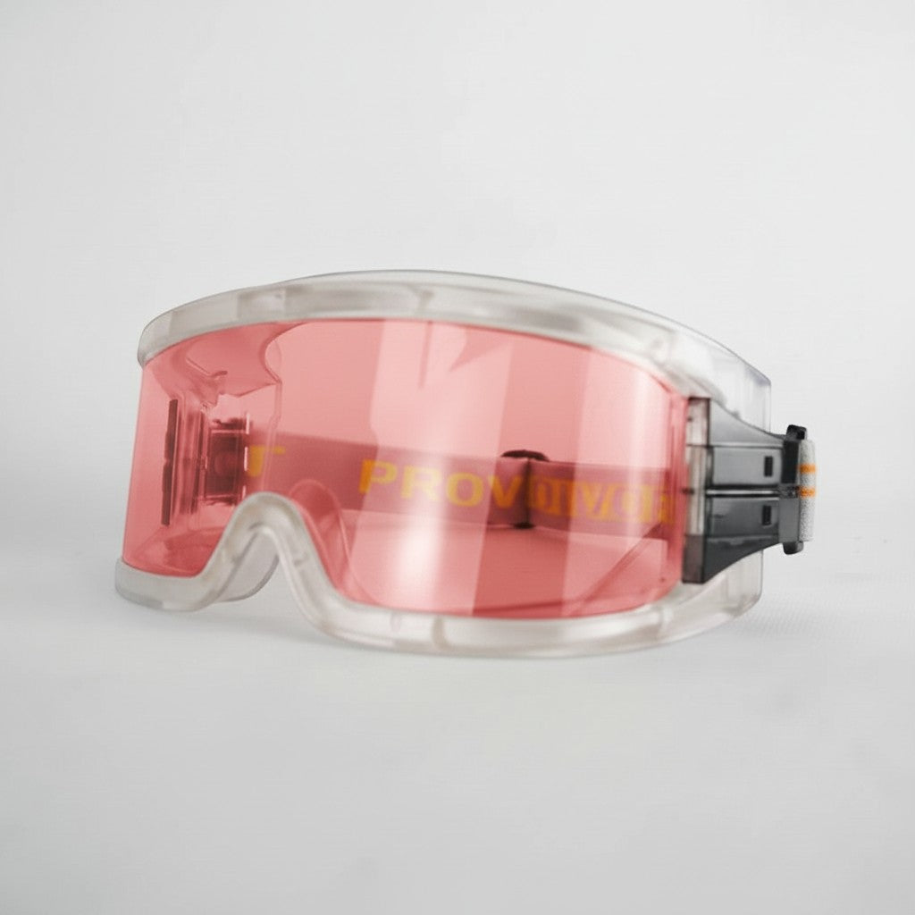 Gafas de protección GERF SAFETY con lente roja antiniebla y montura de PVC transparente para bomberos