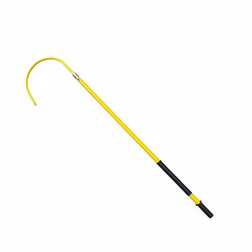 Gancho de rescate aislante GERF SAFETY amarillo con cabeza en U de acero y mango de fibra de vidrio para alta tensión.