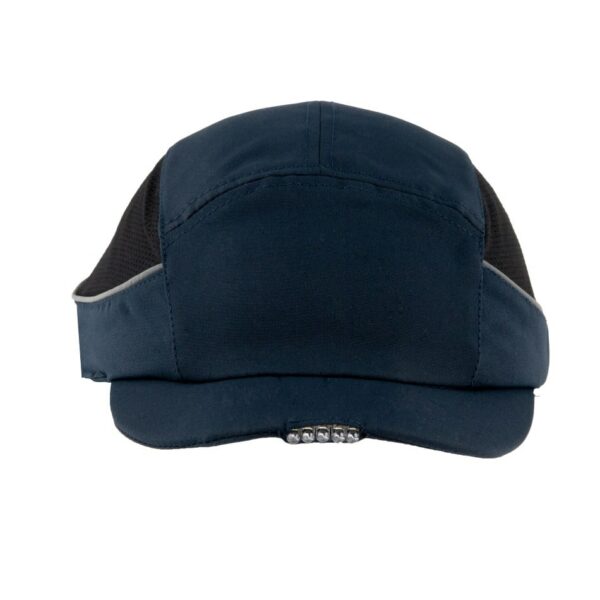 Gorra de seguridad GERF SAFETY azul marino con 3 luces LED integradas, diseño ventilado y carcasa protectora EN 812.