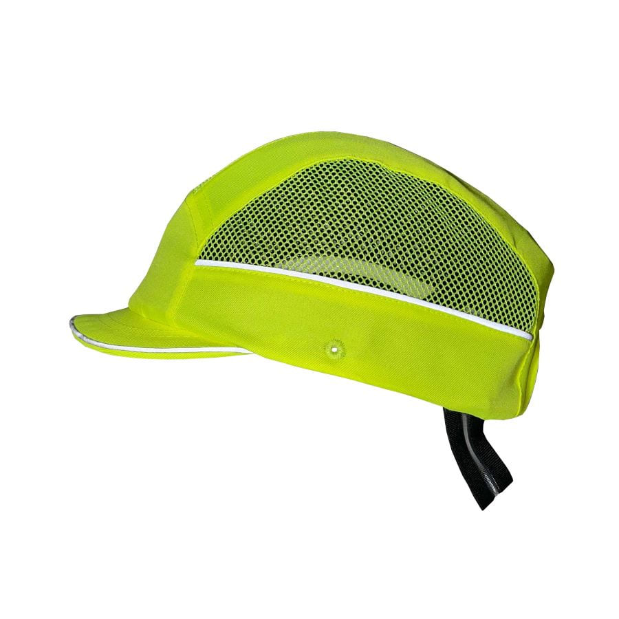 Gorra de seguridad GERF SAFETY amarillo fluorescente con bandas reflectantes y ventilación lateral