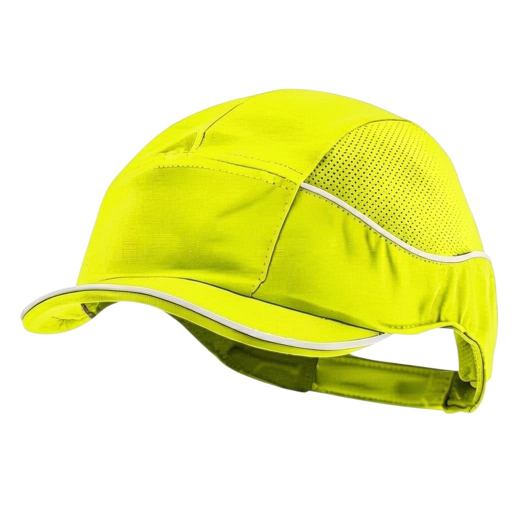 Gorra de seguridad GERF SAFETY Air+ amarilla de alta visibilidad con bandas reflectantes y ventilación lateral
