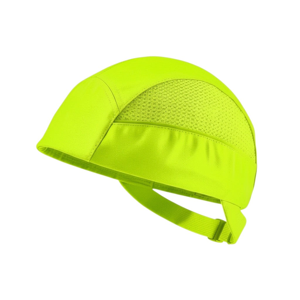 Gorra de seguridad GERF SAFETY tipo bump cap color amarillo neón sin visera con carcasa extraíble y ventilación