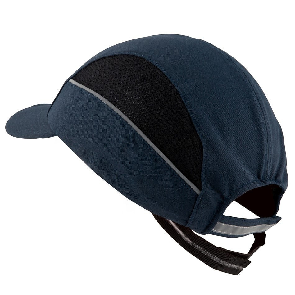 Gorra de seguridad GERF SAFETY azul marino con carcasa ABS, bandas reflectantes y visera de 5 cm para visibilidad
