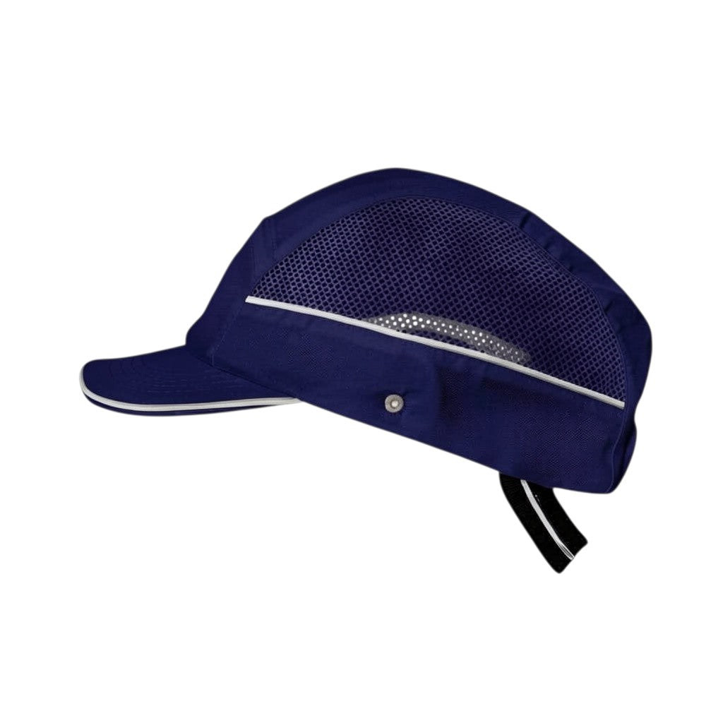 Gorra de seguridad GERF SAFETY azul marino con visera de 5 cm, bandas reflectantes y ventilación lateral
