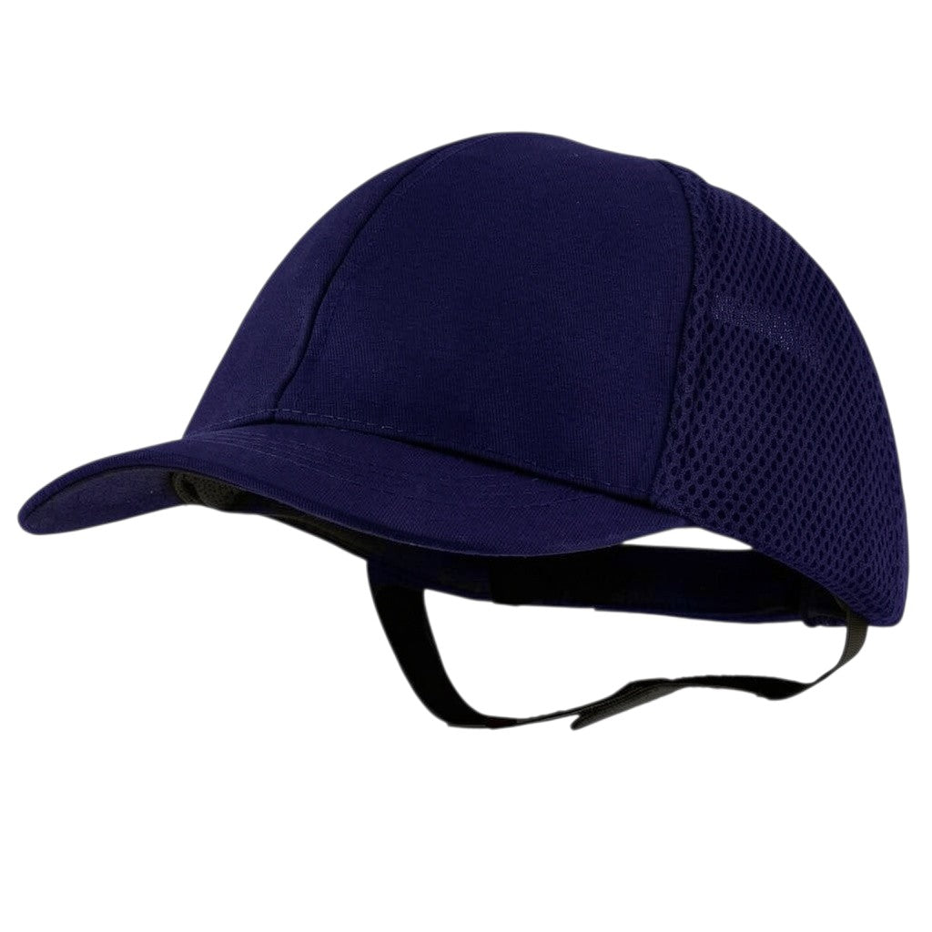 Gorra de seguridad GERF SAFETY azul marino con visera de 5 cm, carcasa de ABS, malla trasera y elástico de soporte.