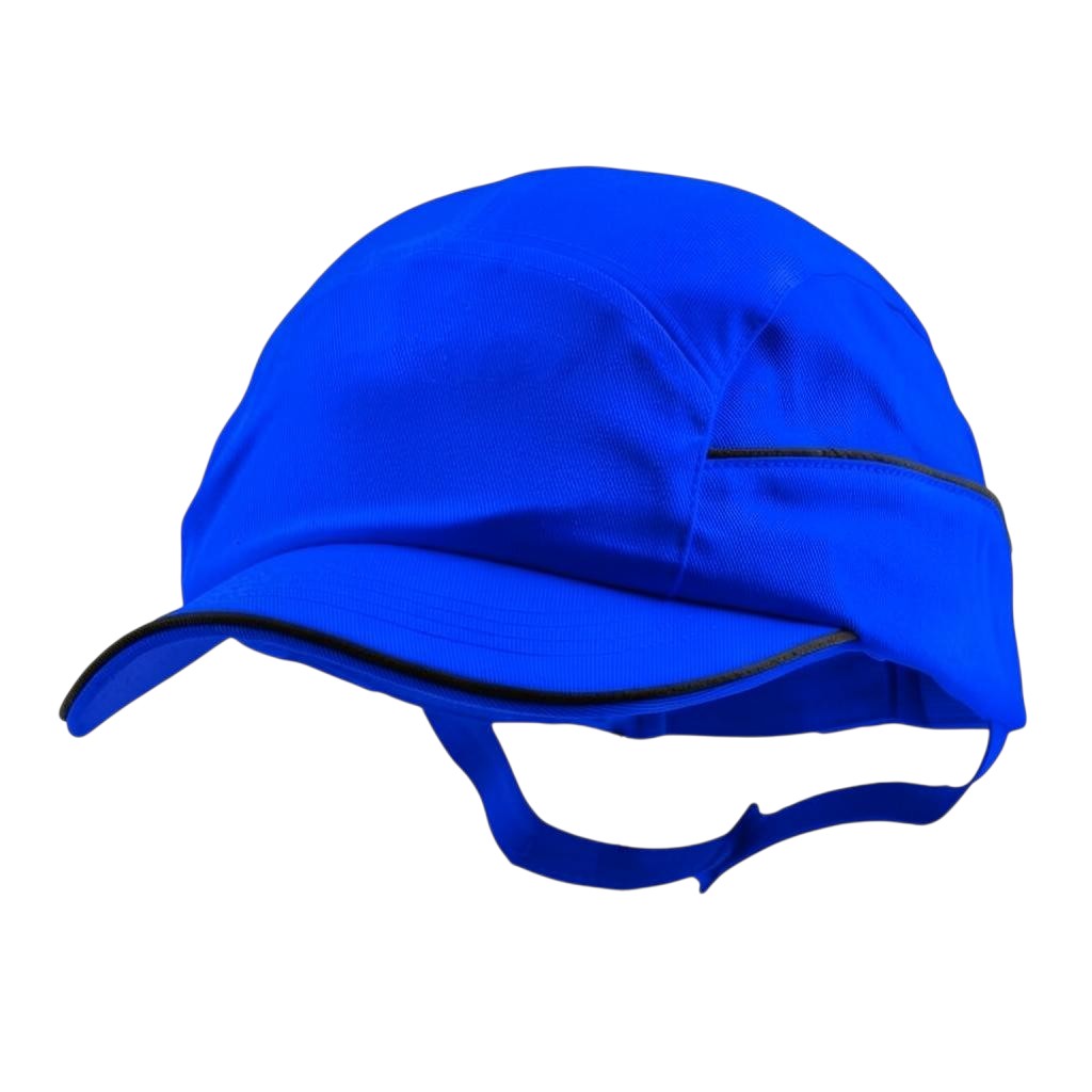 Gorra de seguridad GERF SAFETY azul con carcasa extraíble, fabricada en algodón resistente para protección industrial.
