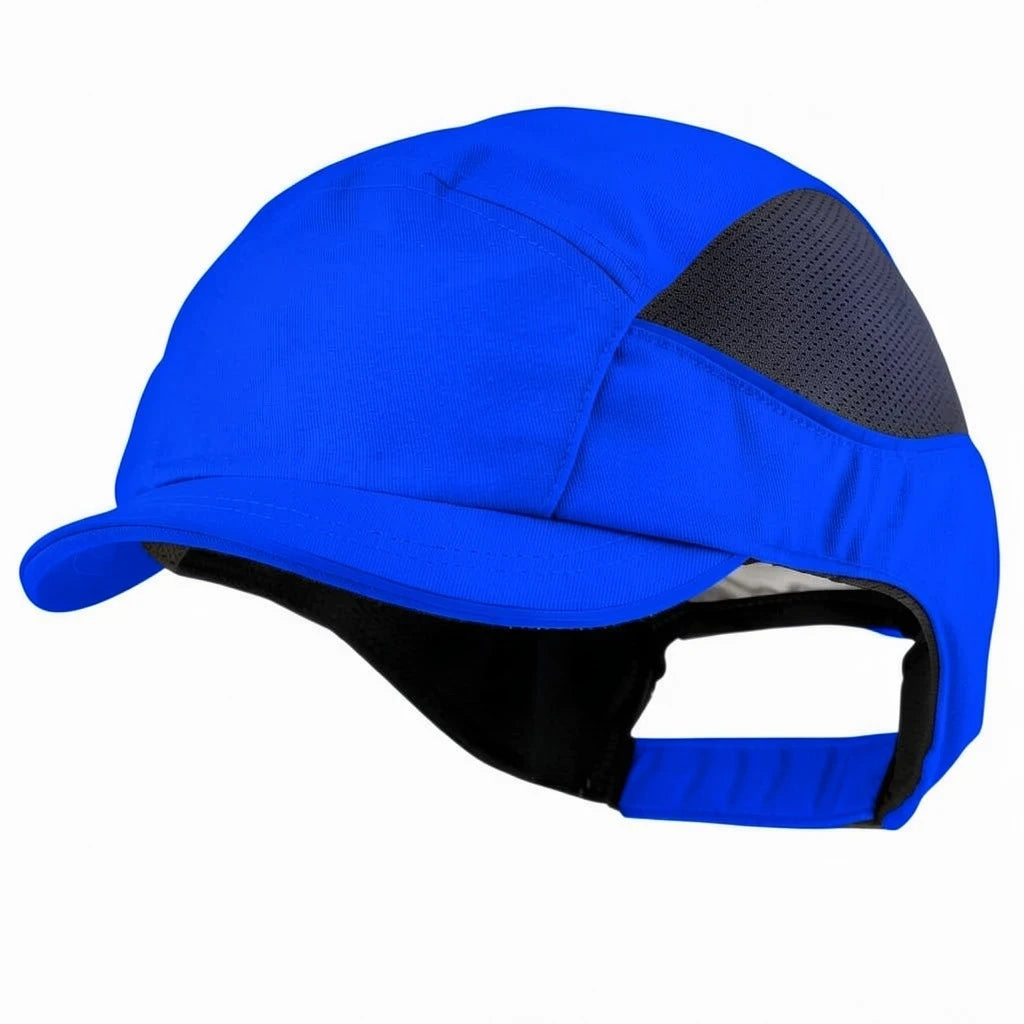 Gorra de seguridad GERF SAFETY Bump Cap Air+ azul con visera corta de 3 cm, hiperventilada y resistente a impactos.