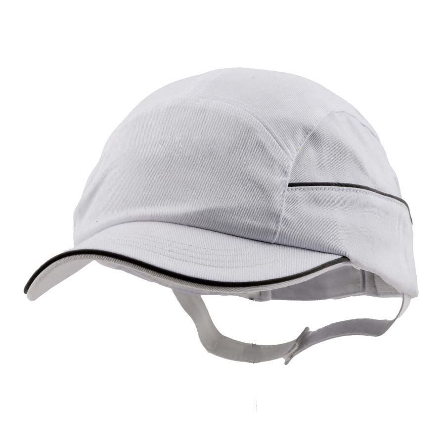 Gorra de seguridad GERF SAFETY blanca de algodón con carcasa extraíble y visera de 5 cm para protección industrial