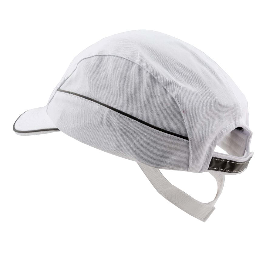 Gorra de seguridad GERF SAFETY blanca de algodón con carcasa extraíble y visera de 5 cm para protección industrial