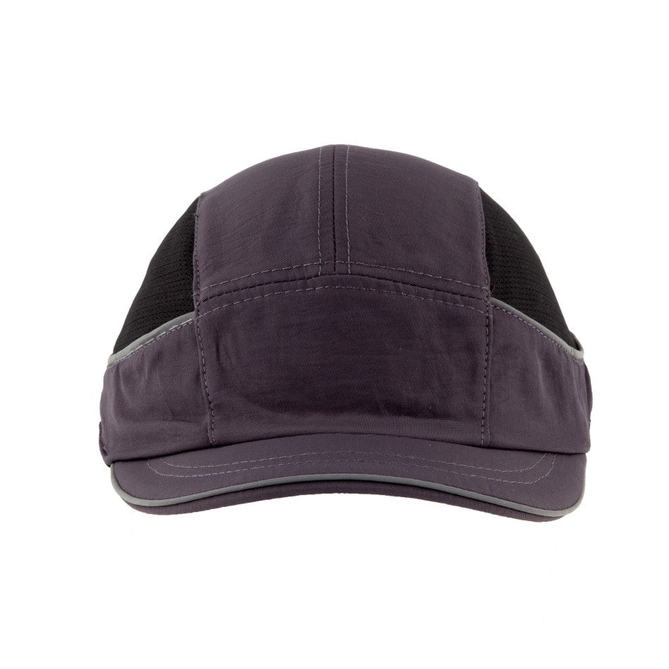 Gorra de seguridad GERF SAFETY Bump Cap Air+ gris con visera corta, bandas reflectantes y paneles laterales ventilados.