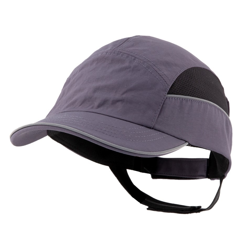 Gorra de seguridad GERF SAFETY gris con carcasa ABS extraíble, bandas reflectantes y visera de 5 cm para protección laboral