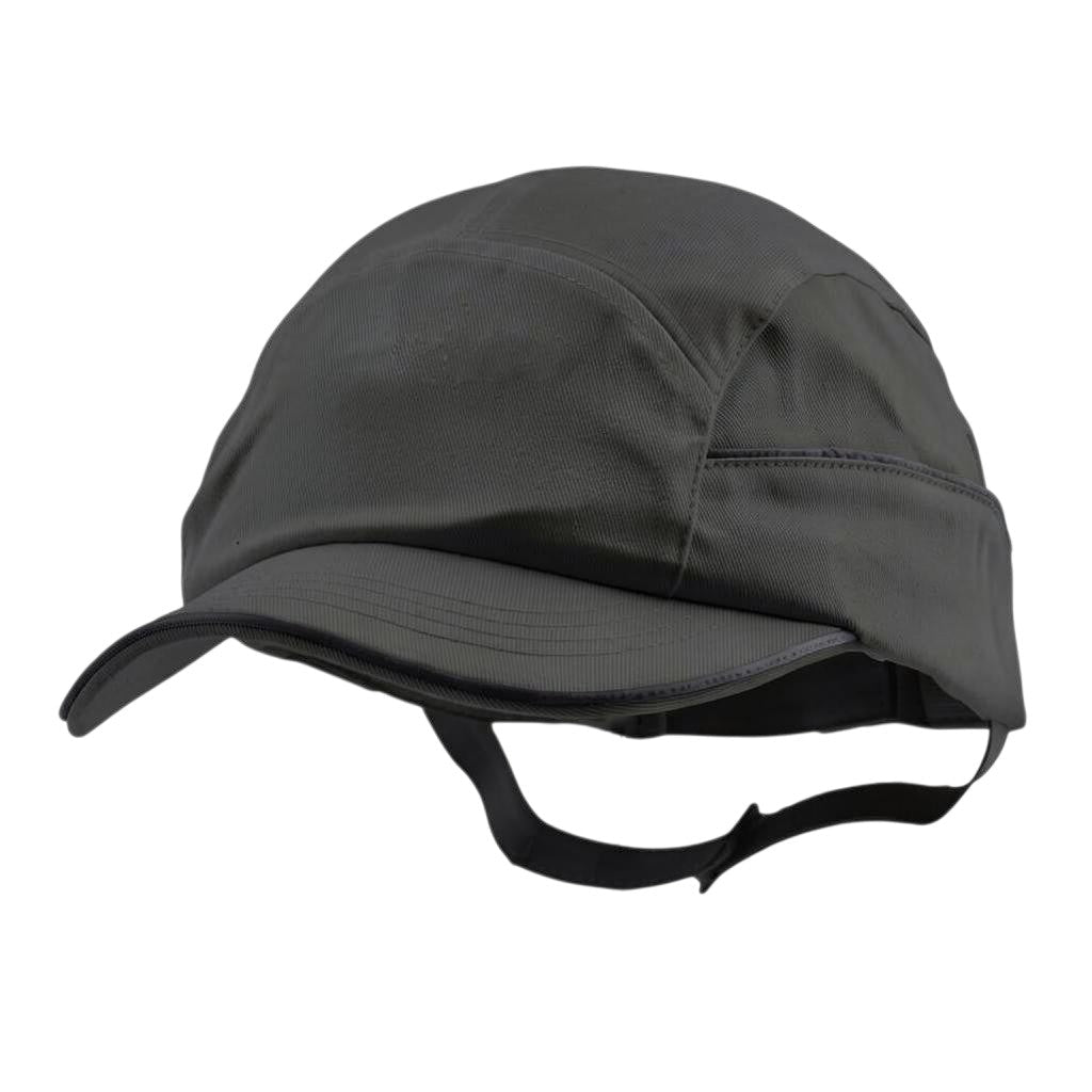 Gorra de seguridad GERF SAFETY tipo bump cap en color gris, fabricada en algodón con carcasa protectora extraíble.