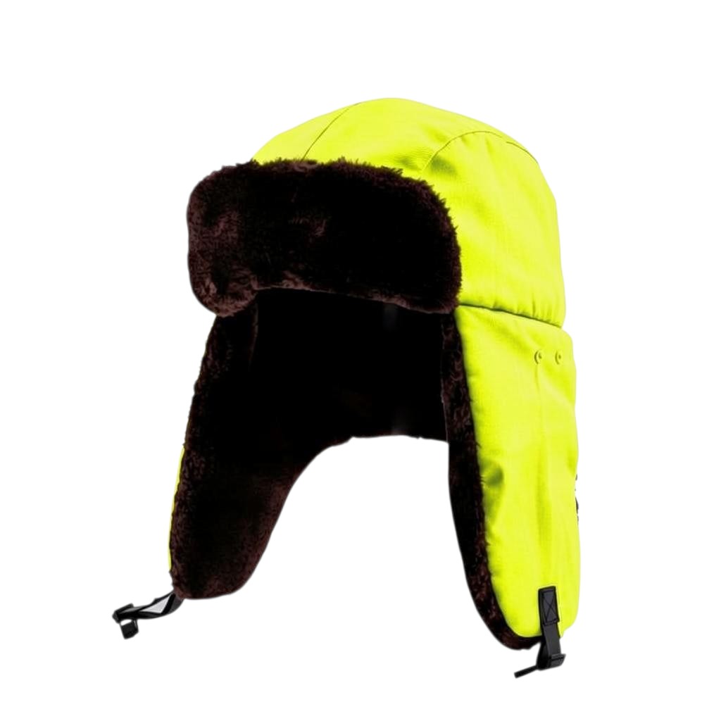 Gorra de seguridad de invierno GERF SAFETY tipo chapka amarilla con forro de piel sintética para frío extremo