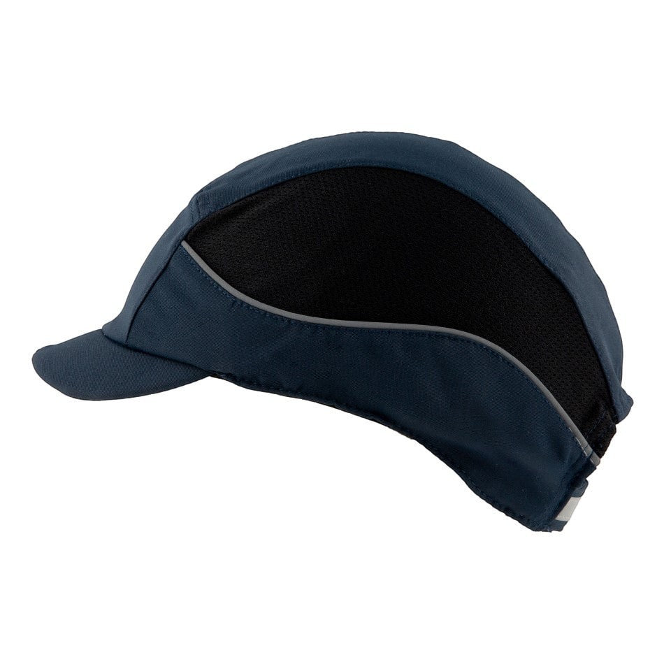 Gorra de seguridad GERF SAFETY Air+ 3 azul marino con ventilación, carcasa de ABS y detalles reflectantes.