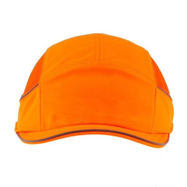Gorra de seguridad GERF SAFETY Bump Cap Air+ naranja neón con bandas reflectantes y visera corta de 3 cm