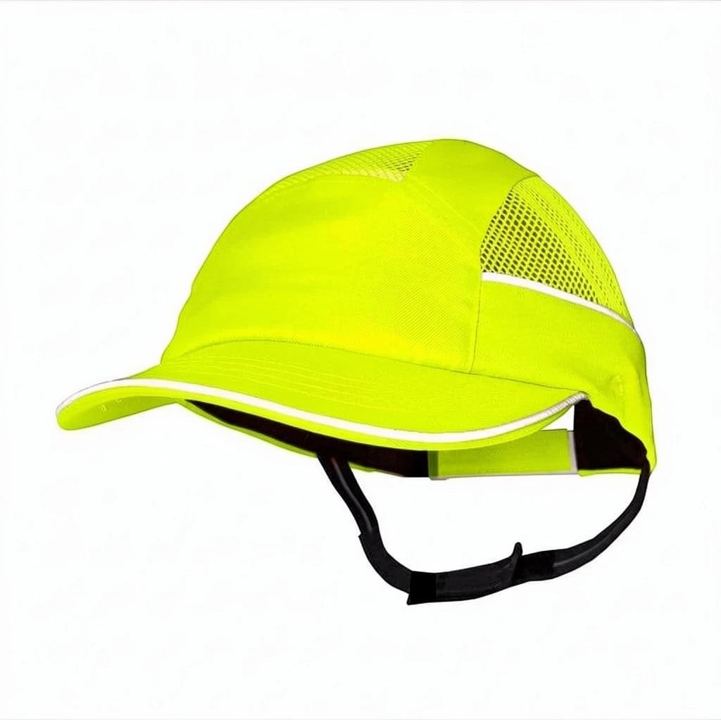 Gorra de seguridad GERF SAFETY Air Stream naranja fluorescente con visera de 5 cm, bandas reflectantes y ventilación.