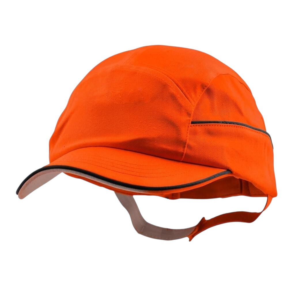 Gorra de seguridad GERF SAFETY naranja con carcasa extraíble, fabricada en algodón para protección industrial EN 812.