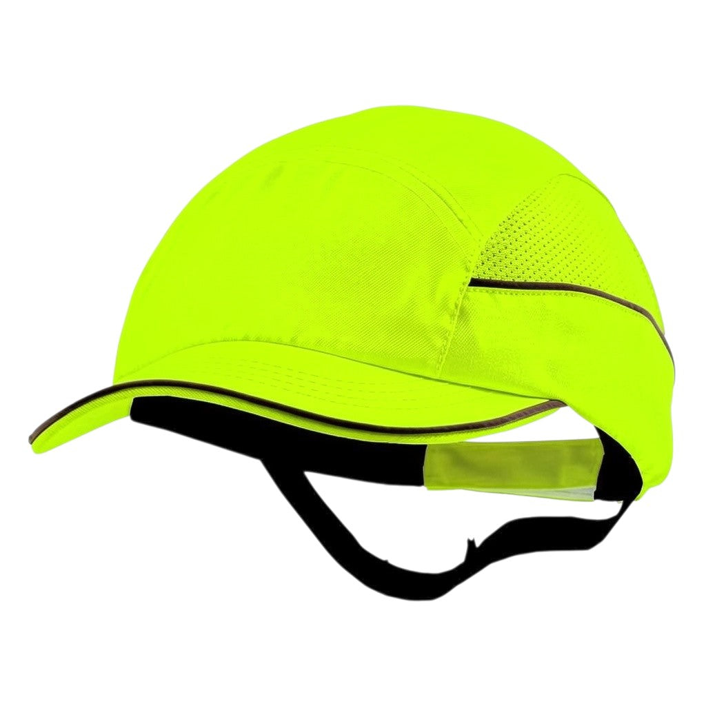 Gorra de seguridad GERF SAFETY naranja fluorescente con visera de 5 cm, bandas reflectantes y carcasa protectora ABS.