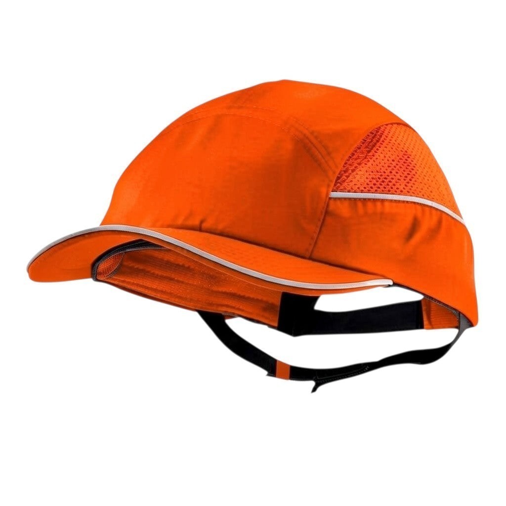 Gorra de seguridad GERF SAFETY naranja con carcasa protectora, visera de 5 cm y bandas reflectantes para alta visibilidad