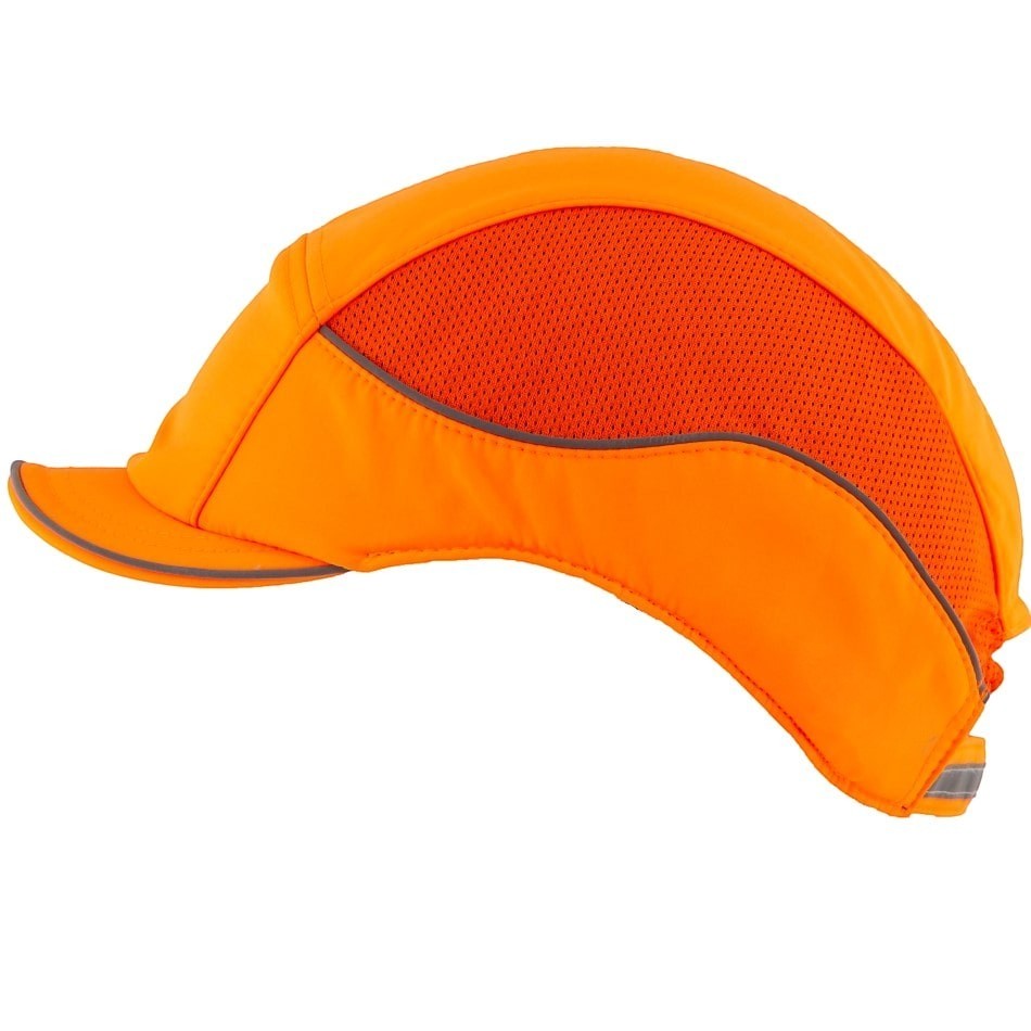 Gorra de seguridad GERF SAFETY Bump Cap Air+ naranja neón con bandas reflectantes y ventilación lateral