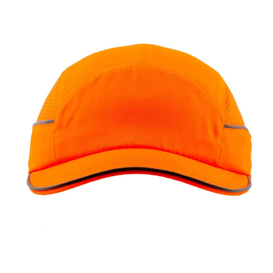 Gorra de seguridad GERF SAFETY naranja fluorescente con bandas reflectantes y carcasa protectora EN 812