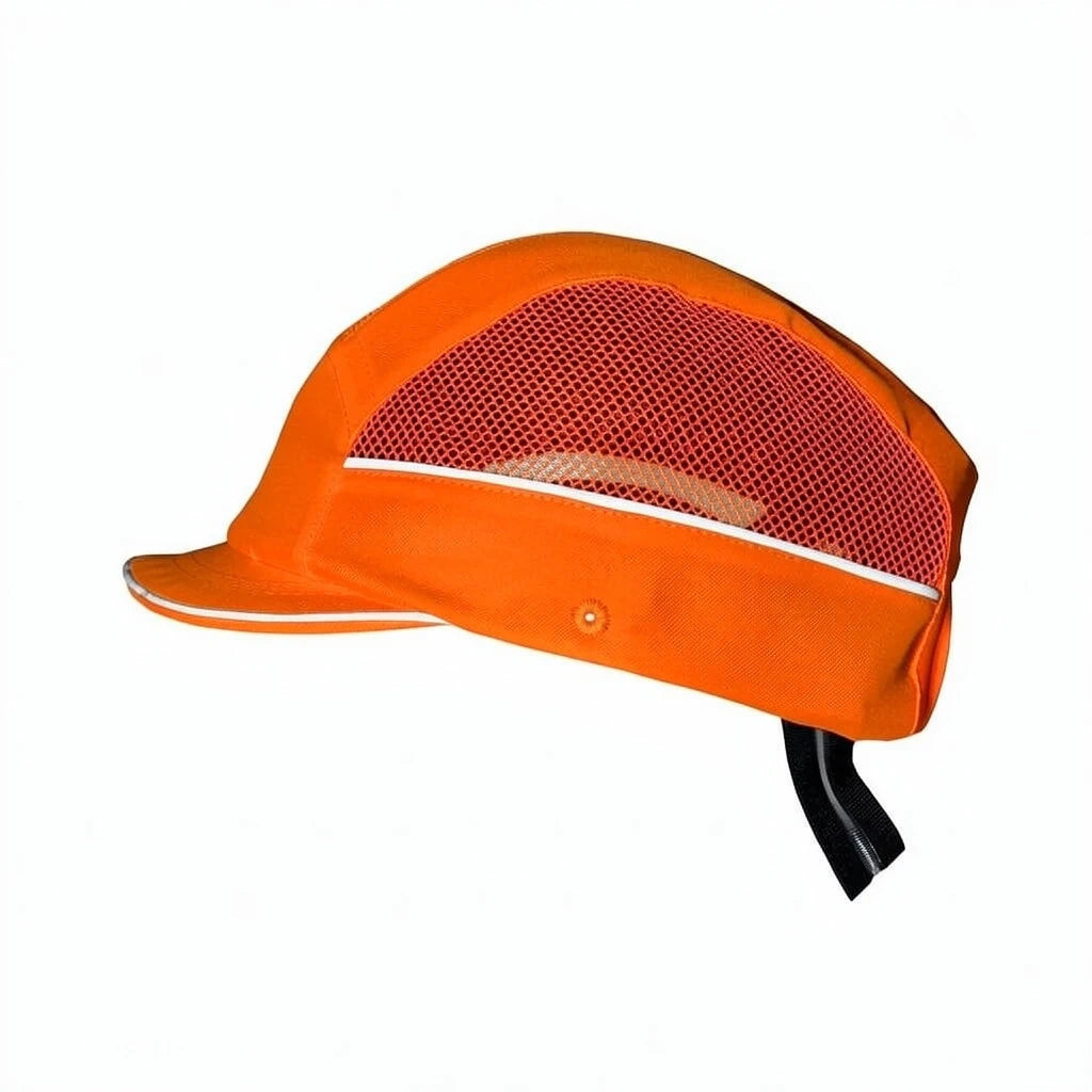 Gorra de seguridad GERF SAFETY naranja con malla de ventilación, bandas reflectantes y carcasa protectora de ABS