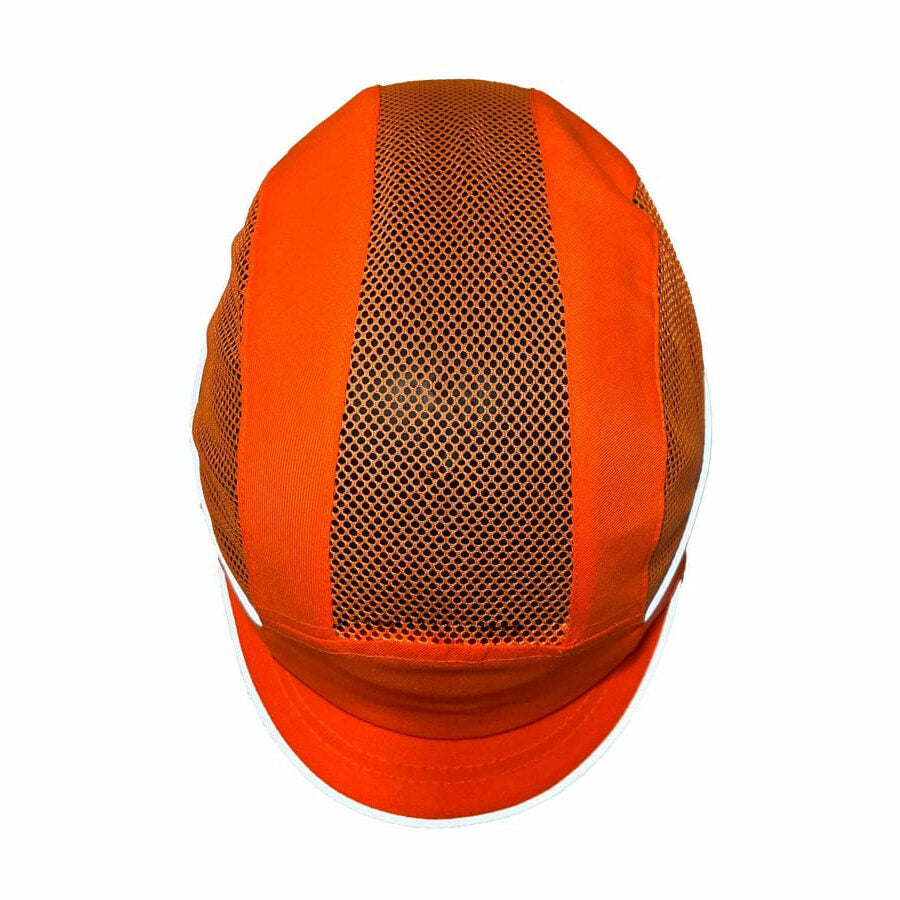 Gorra de seguridad GERF SAFETY Bump Cap naranja fluorescente con zonas de ventilación y visera de 3 cm