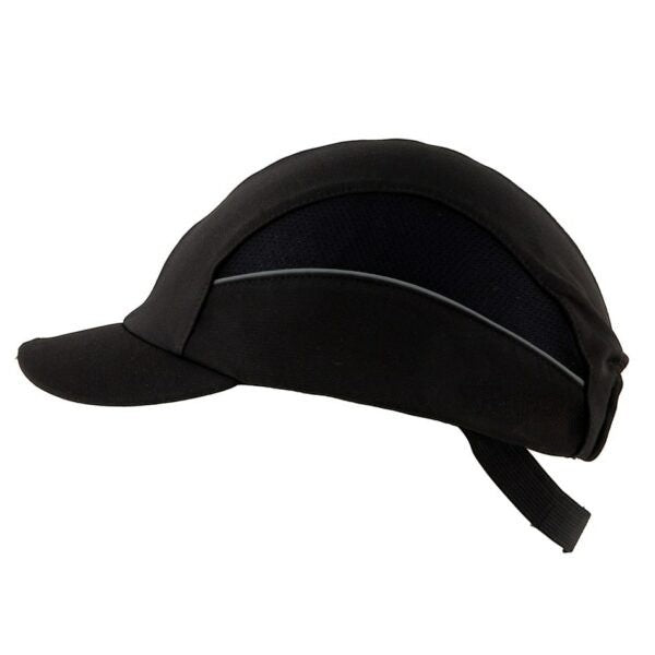 Gorra de seguridad GERF SAFETY negra con carcasa ABS, bandas reflectantes y visera de 5 cm para protección industrial