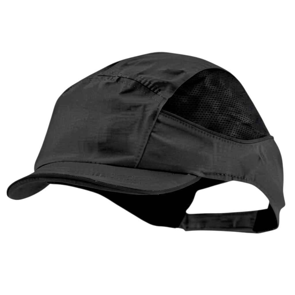 Gorra de seguridad GERF SAFETY Bump Cap Air+ negra con visera corta de 3 cm y paneles laterales de malla transpirable.