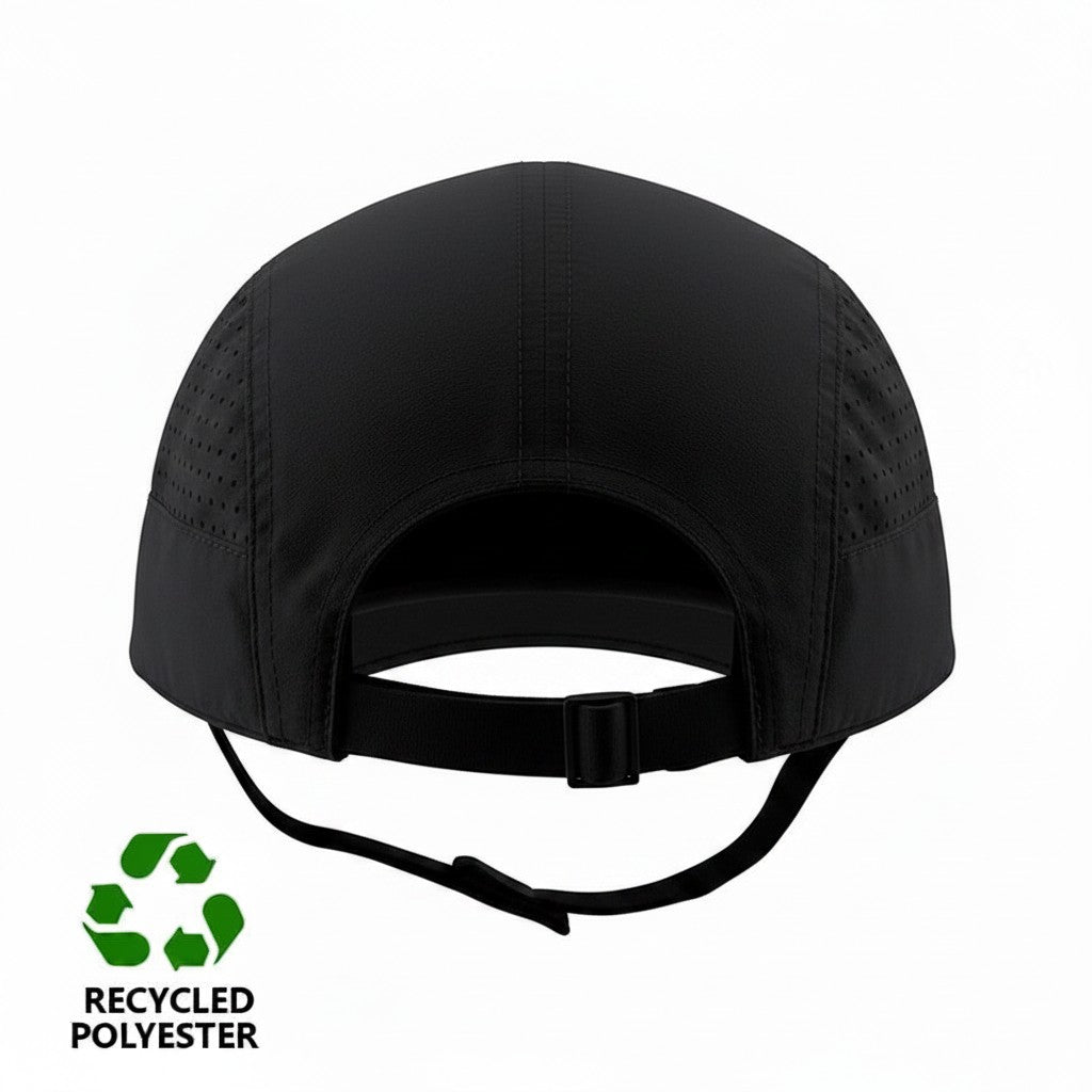 Gorra de seguridad GERF SAFETY negra de poliéster reciclado con carcasa extraíble y ajuste trasero