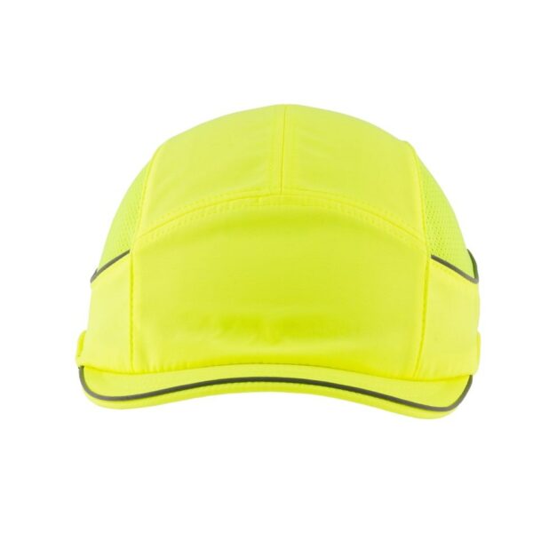 Gorra de seguridad GERF SAFETY Bump Cap Air+ en amarillo neón con bandas reflectantes y visera corta de 3 cm