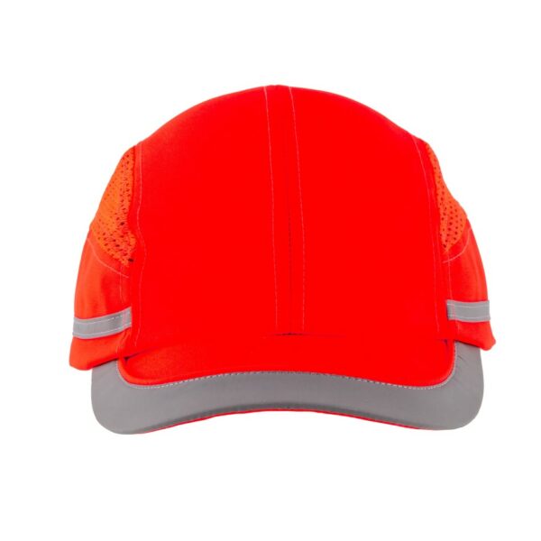 Gorra de seguridad GERF SAFETY roja fluorescente con bandas reflectantes y visera de 5 cm para alta visibilidad