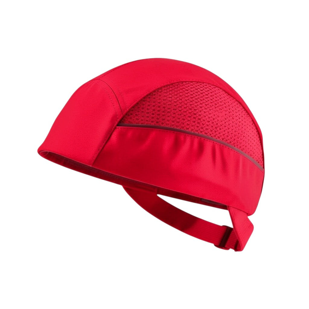 Gorra de seguridad GERF SAFETY roja sin visera con carcasa extraíble, bandas reflectantes y ventilación lateral