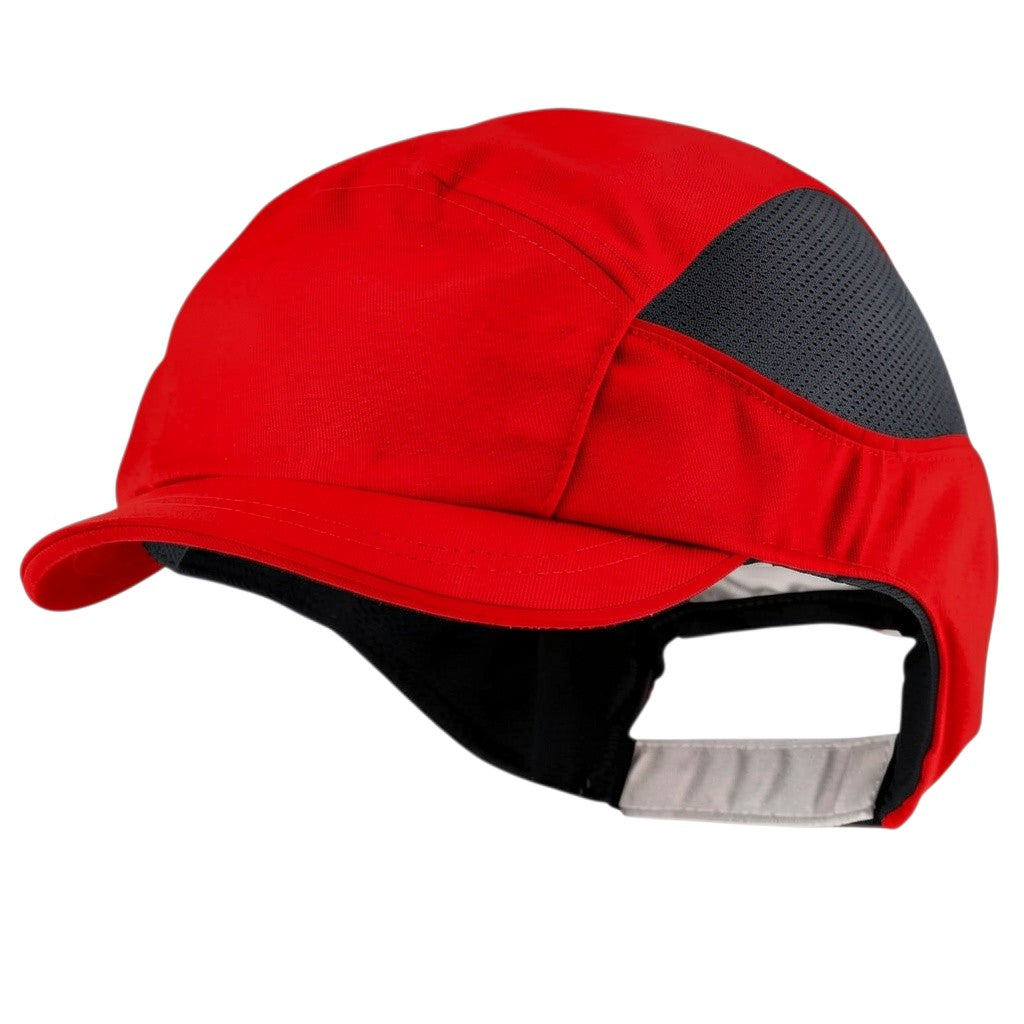 Gorra de seguridad roja GERF SAFETY Bump Cap Air+ con visera corta de 3 cm, paneles de ventilación y ajuste trasero