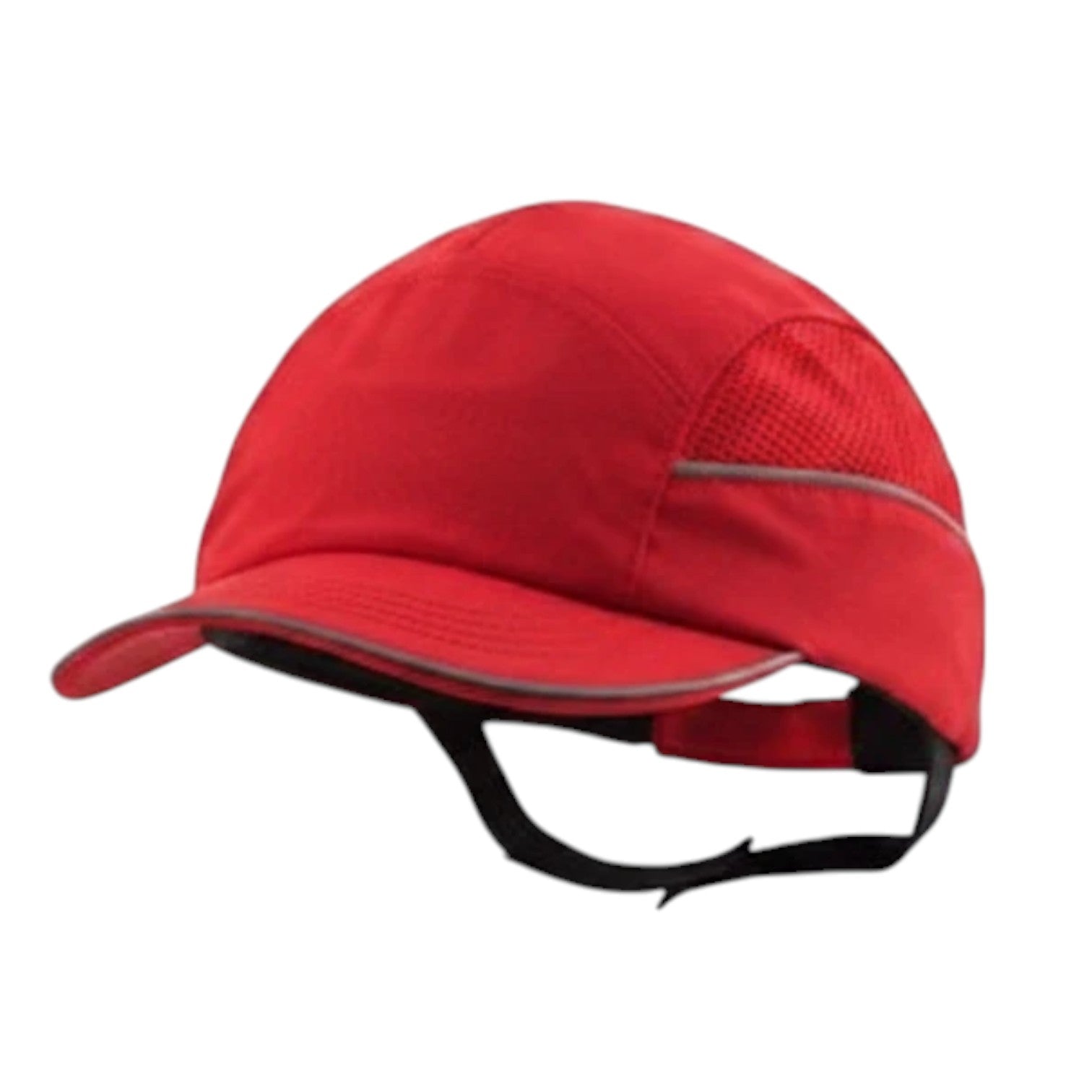 Gorra de seguridad GERF SAFETY roja con carcasa protectora, bandas reflectantes y visera de 5 cm para protección laboral