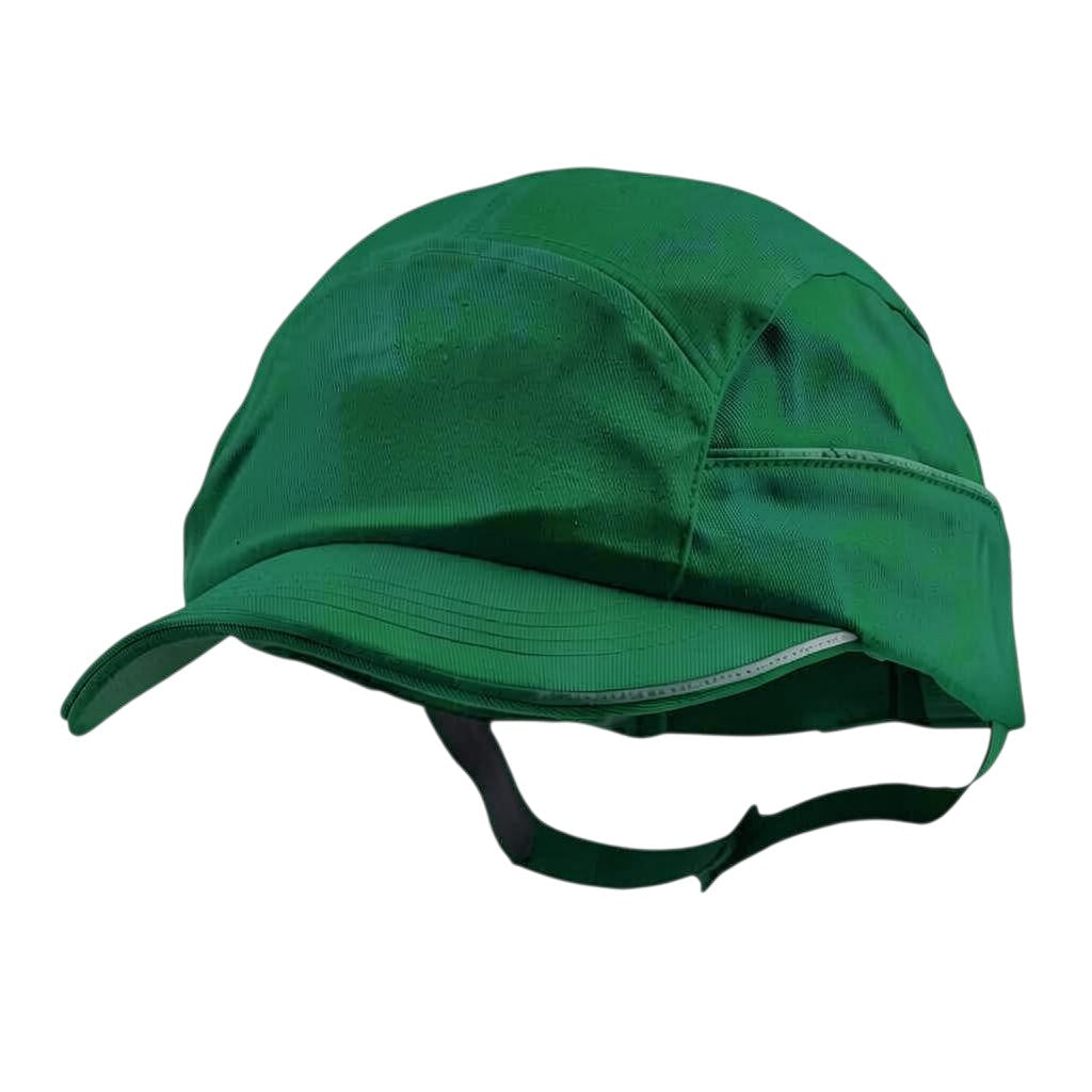 Gorra de seguridad GERF SAFETY verde de algodón con carcasa protectora extraíble y visera corta para trabajo agrícola
