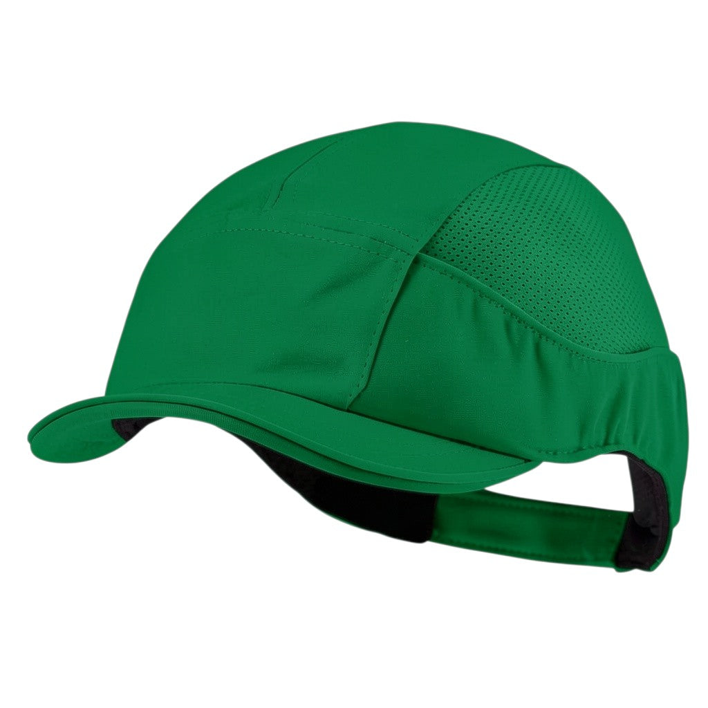 Gorra de seguridad GERF SAFETY Bump Cap Air+ verde con visera corta, hiperventilada y carcasa protectora de ABS