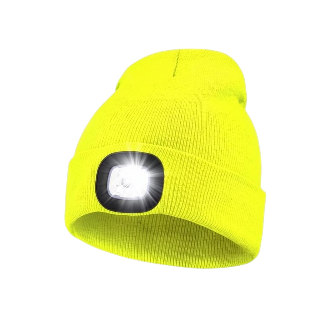 Gorro de seguridad GERF SAFETY amarillo neón con luz LED recargable integrada para alta visibilidad