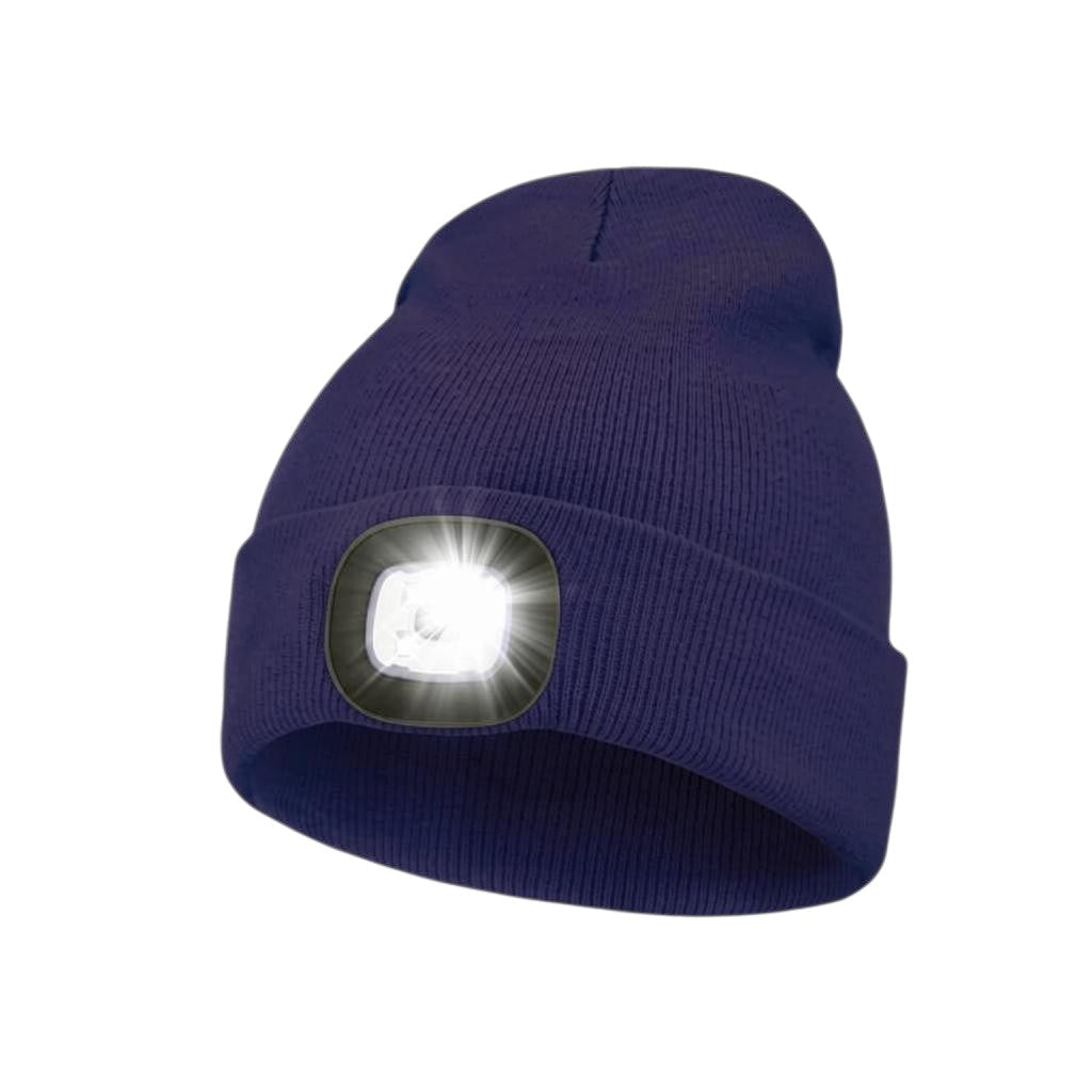 Gorro de seguridad GERF SAFETY azul marino con luz LED recargable integrada y protección estándar EN 812