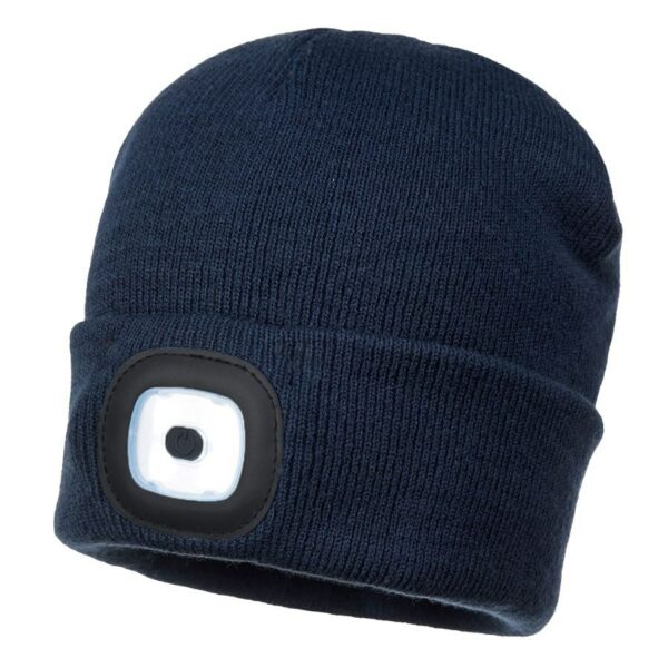 Gorro de protección GERF SAFETY azul marino con luz LED doble recargable integrada para trabajo industrial