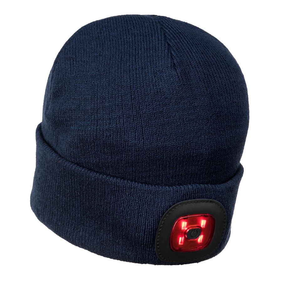 Gorro de protección GERF SAFETY azul marino con luz LED doble recargable integrada para trabajo industrial