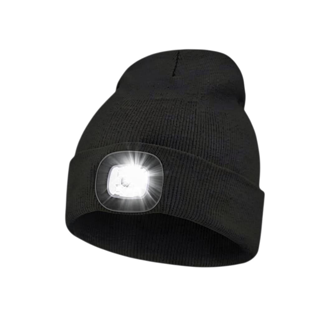 Gorro de protección GERF SAFETY negro con luz LED doble recargable integrada para entornos industriales