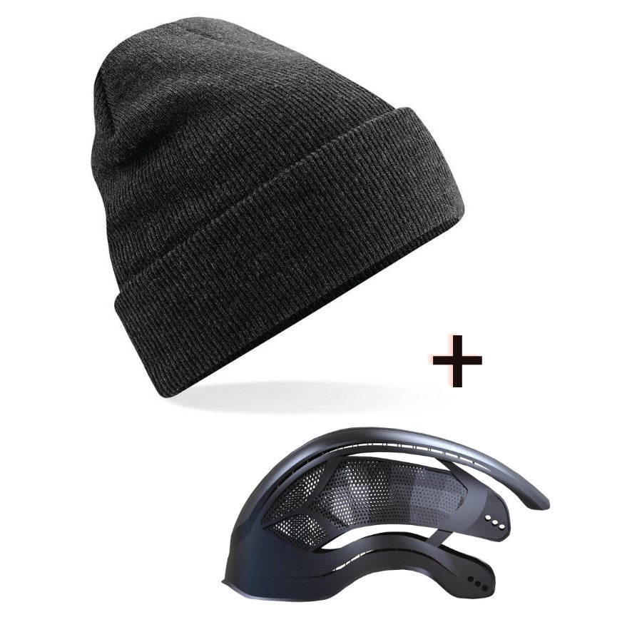 Gorro protector de trabajo GERF SAFETY de punto acrílico negro con capa interior rígida certificada EN 812