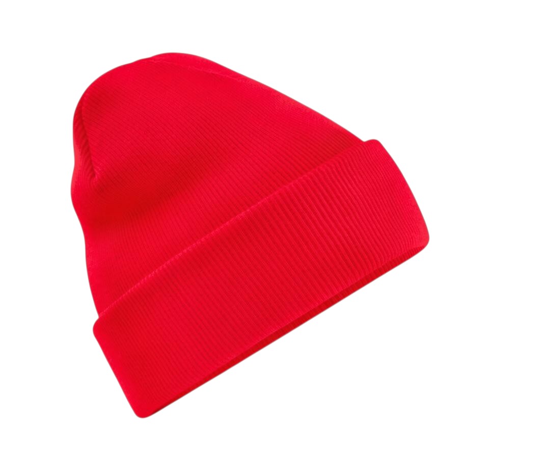 Gorro protector de trabajo GERF SAFETY de color rojo, fabricado en acrílico con certificación EN 812 para impactos.