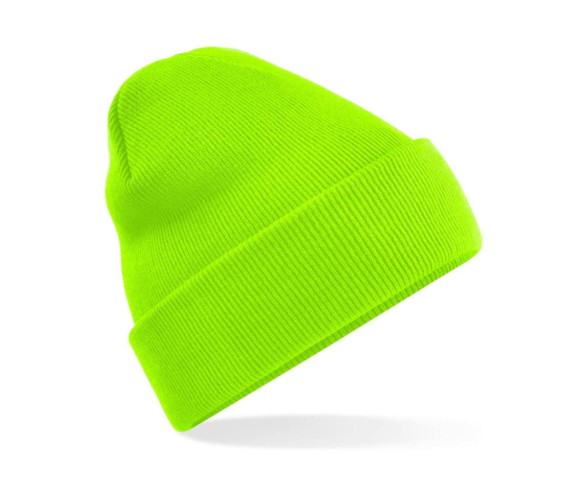 Gorro protector de trabajo GERF SAFETY de punto acrílico en color verde neón con certificación EN 812