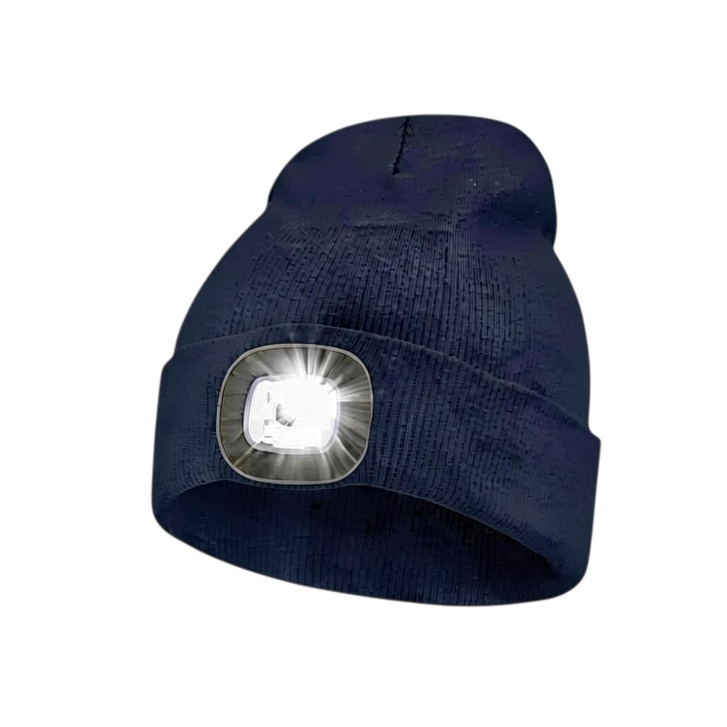 Gorro de seguridad negro GERF SAFETY con luz LED recargable integrada y carcasa protectora para entornos oscuros