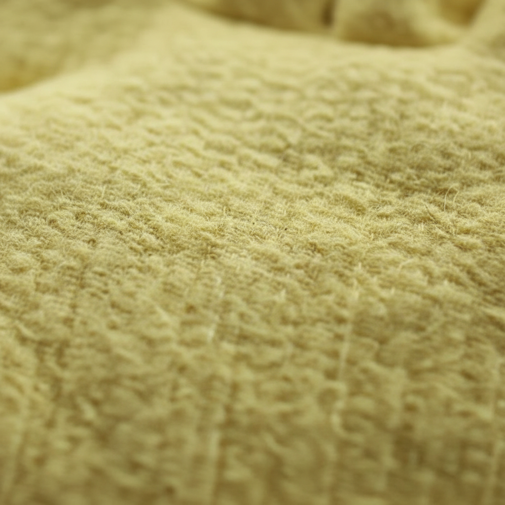 Detalle de la textura del tejido de aramida amarillo en guantes resistentes al calor GERF SAFETY
