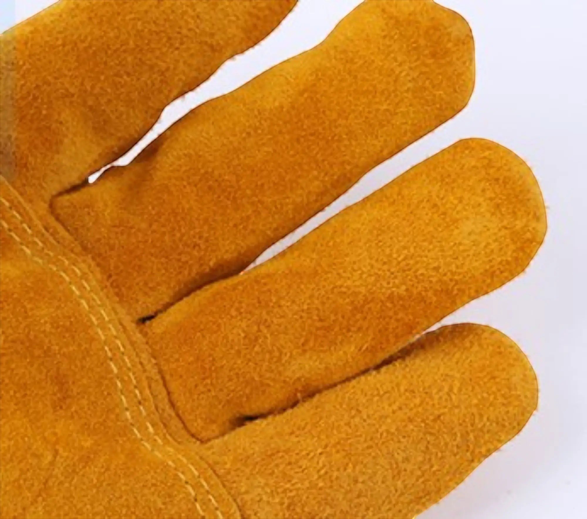Guantes de bombero estructurales GERF SAFETY de cuero de vaca amarillo con costuras reforzadas y diseño de cinco dedos.