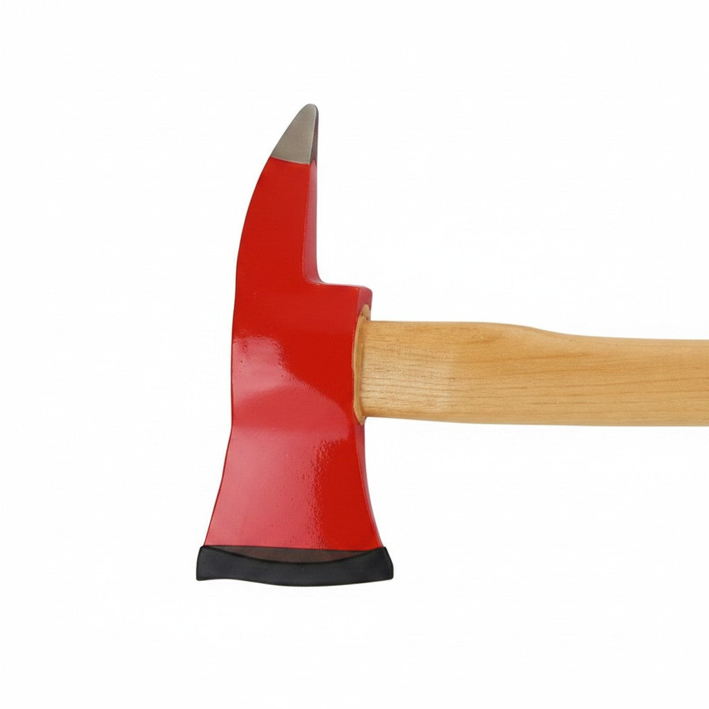 Hacha de bombero GERF SAFETY con cabeza de acero al carbono roja y mango ergonómico de madera de sauce natural
