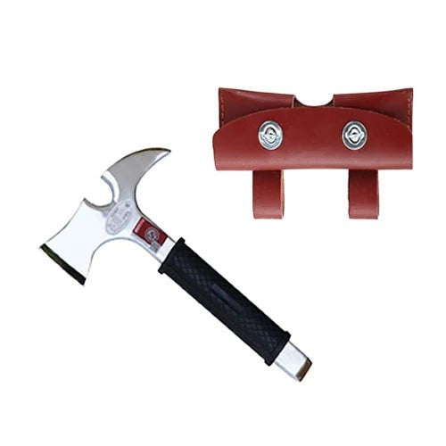 Hacha de cintura GERF SAFETY de acero de tungsteno con mango antideslizante y funda de cuero para bomberos